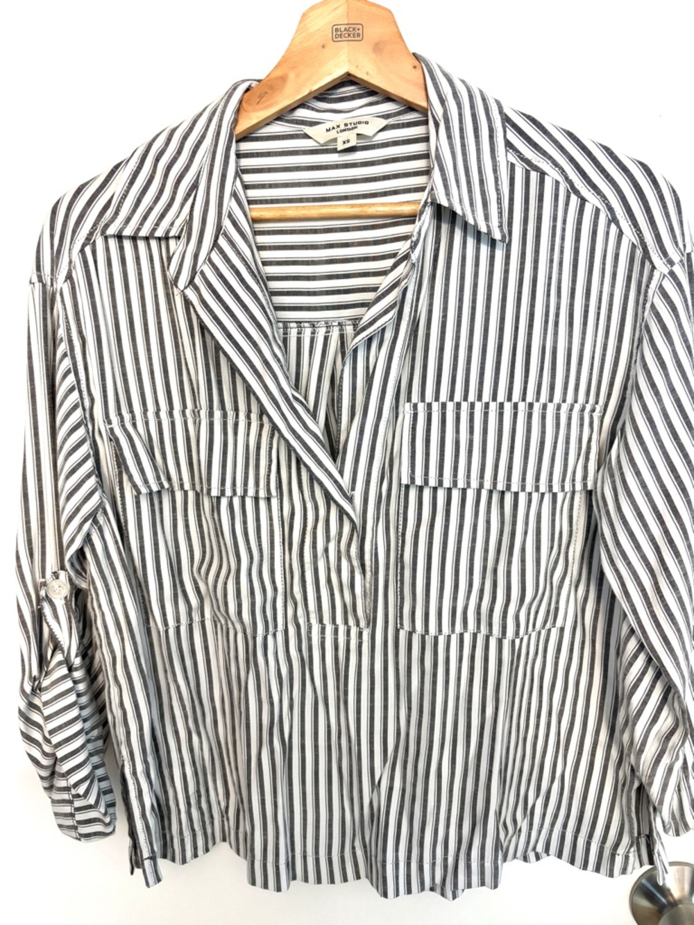 Madewell Black & White Striped Button-Front Shirt